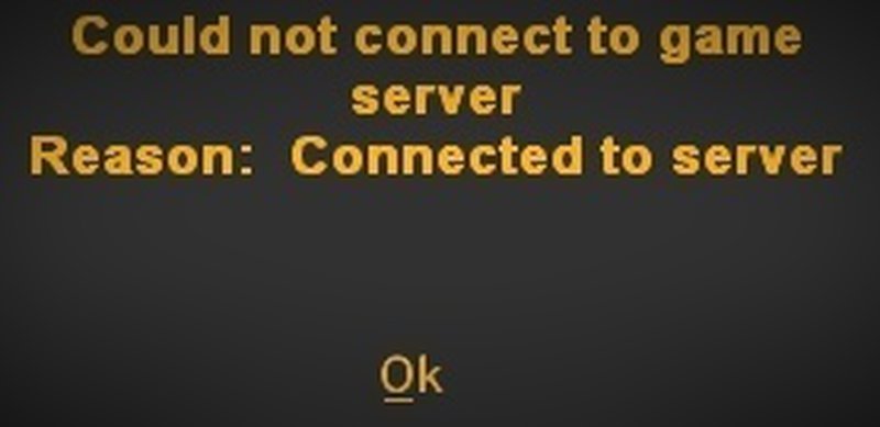 Spiel Server kann nicht verbunden werden.