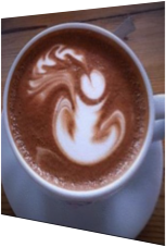 Kaffeekunst mit kreativem Motiv