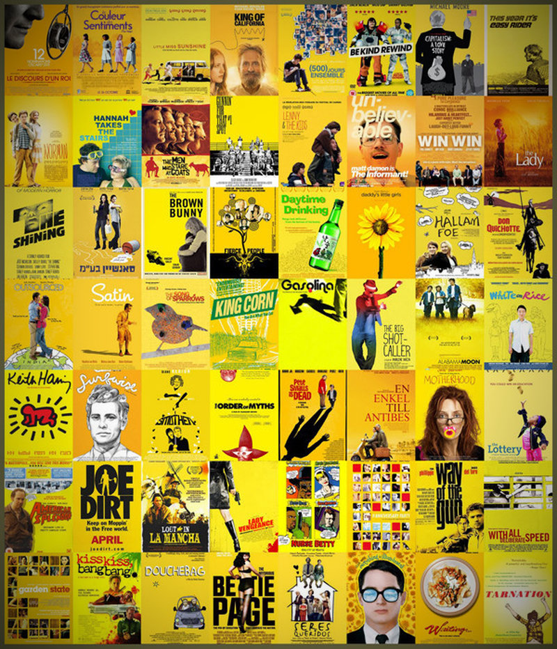 Skurrile gelbe Plakate bei kleinen Independent Filmen.